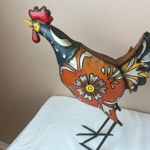 Colorful Metal Rooster Decor great for kitchen den, or patio